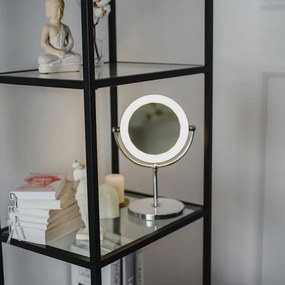 Oglinda cosmetica Beautifly Looking Glass Light, 14,5 cm, Marire 10x, USB-C, LED, Reglare la 360°, Argintiu