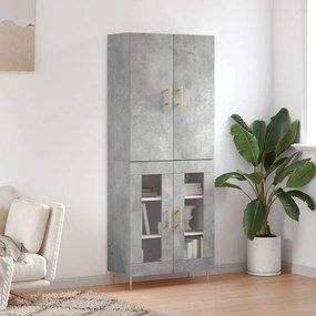 vidaXL Dulap înalt, gri beton, 69,5x34x180, lemn compozit