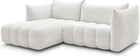 Colțar alb cu tapițerie din țesătură bouclé (cu colț pe partea stângă/cu șezlong) Azra – Bobochic Paris