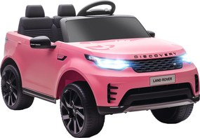 HOMCOM Mașină Electrică pentru Copii 3-6 Ani cu Licență Land Rover Discovery 12V, 2.5-4.5 km/h Auto Electrică pentru Copii cu 2 Motoare, Suspensii, Telecomandă, USB, Muzică, Faruri și Claxon, Roz | Aosom Romania