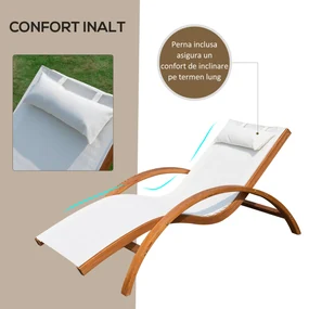 Sezlong Scaun Relax Outsunny, Lemn 165x72x70cm | Aosom RO