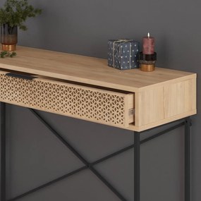 Masă consolă în culoare naturală cu aspect de lemn de stejar 35.5x110 cm Ecrin – Marckeric