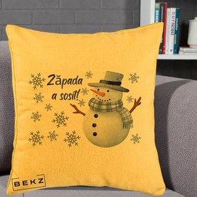 Perna Decorativa Zapada a Sosit Om de Zapada, 40x40 cm, Galben, Husa Detasabila, Perna Inclusa, BEKZ®