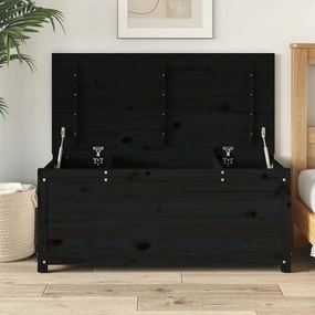 823543 vidaXL Cutie de depozitare, negru, 110x50x45,5 cm, lemn masiv de pin