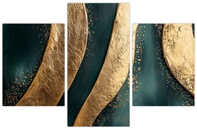 Tablou - Abstracție verde cu auriu I. (90x60 cm)
