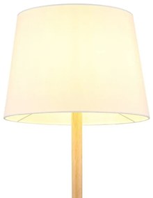 Lampadar de podea metal aspect lemn abajur textil alb JORIS