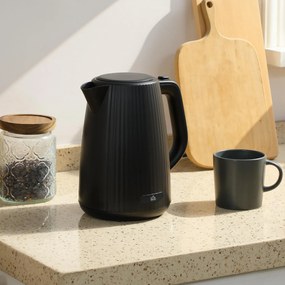 HOMCOM Fierbător Electric 1,7L 2200W cu Filtru Anticalcar Detașabil Oprire Automată Bază Rotativă 360° Negru | Aosom Romania