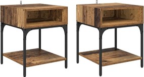 vidaXL Noptieră 2 pcs Lemn vechi 40 x 40 x 50 cm Lemn compozit