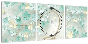 Tablou - Copac auriu înflorit (cu ceas) (90x30 cm)