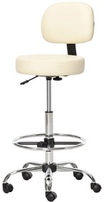 HOMCOM Scaun bar capitonat, scaun de bar cu cadru metalic, cu spătar, din piele ecologică, reglabil pe înălțime, scaun de bucătărie cu suport pentru picioare, rotire 360° Tresenhocker pentru bucătărie, living, sufragerie Bej | Aosom Romania