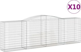 vidaXL Coșuri gabion arcuite 10 buc, 400x50x120/140cm, fier galvanizat