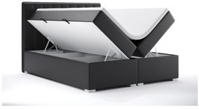 Pat matrimonial Boxspring 180 cm Ranaly (Negru piele ecologică) (cu sp. depozitare). 1044312