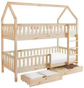 Pat etajat pentru copii 90 cm Virtuoso (natural) (cu somieră) (cu sp. depozitare). 1116556