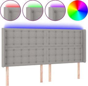 vidaXL Tăblie de pat cu LED, gri deschis, 163x16x118/128 cm, textil