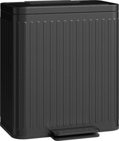 HOMCOM Coș de gunoi pentru bucătărie, 2 x 20 L compartimente, separare eficientă a deșeurilor, pedală, plastic, metal, Negru | Aosom Romania