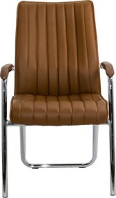 Scaun vizitator maro HRC 614 din piele ecologică și cadru cromat