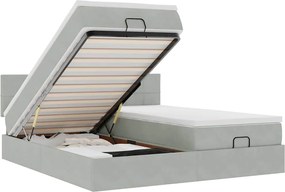 vidaXL Cadru de pat otoman cu saltele Gri deschis 200x200cm catifea