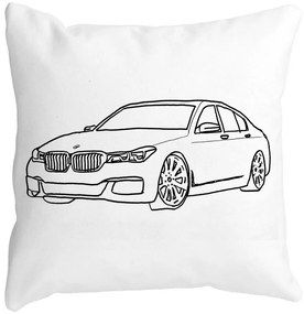 Perna Decorativa Patrata BMW Lover, 40x40 cm, Alba, Mata, Husa Detasabila, Burduf