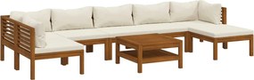 vidaXL Set mobilier grădină cu perne crem, 8 piese, lemn masiv acacia
