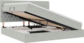 vidaXL Pat cu saltea și spațiu de depozitare Gri deschis 200 x 200 cm