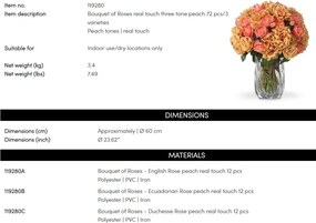 Buchet artificial LUX din 72 de trandafiri Peach, Roses