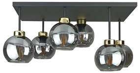 Lustră aplicată NESSA 6xE27/60W/230V negru/auriu/negru fumuriu