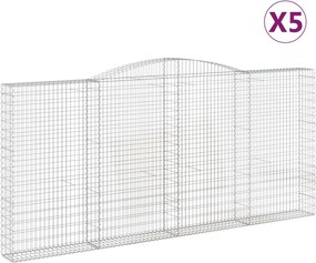 vidaXL Coșuri gabion arcuite 5 buc, 400x30x180/200 cm, fier galvanizat