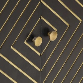 Servanta, negru si auriu, 60 x 30 x 75 cm, lemn masiv de mango