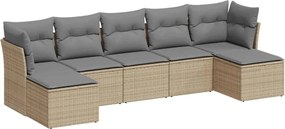 vidaXL Set canapele de grădină cu perne, 7piese gri deschis poliratan