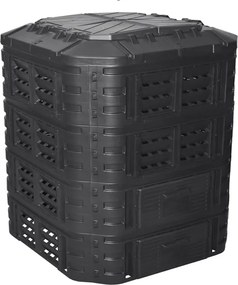 Composter din plastic pentru grădină, 1120 l, negru