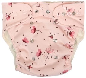 Mamatti Set scutece pânză EKO - chiloți + 2 x scutec, maci, mărimea 3 - 8 kg roz 5-14 kg