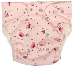 Mamatti Set scutece pânză EKO - chiloți + 2 x scutec, maci, mărimea 3 - 8 kg roz 5-14 kg