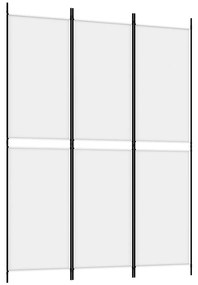 350226 vidaXL Paravan de cameră cu 3 panouri, alb, 150x200 cm, textil