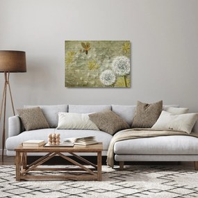 Tablou pe sticlă - Păpădii suflate de vânt (70x50 cm)