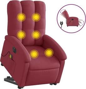 vidaXL Fotoliu de masaj electric rabatabil cu ridicare roșu vin textil