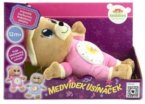 Ursuleț roz de pluș 32cm pe baterii cu lumină și sunet
