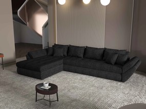 Colțar extensibil dumonde cu ladă de depozitare si sezut confortabil din spuma high-density, Loana XL Enjoy Negru 335x185 cm