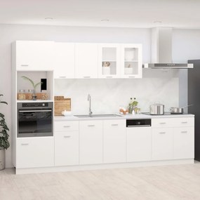 3067623 vidaXL Set dulapuri de bucătărie, 7 piese, alb, lemn prelucrat