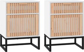 vidaXL Dulapuri noptieră, 2 buc., alb, 40x30x55,5 cm, lemn prelucrat