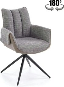 Scaun K579, gri/negru, stofa clasica/piele ecologica/otel, 65x64x87 cm