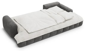 Colțar gri extensibil/cu spațiu de depozitare cu tapițerie din catifea (cu colț pe partea dreaptă/cu șezlong) Linz – Cosmopolitan Design