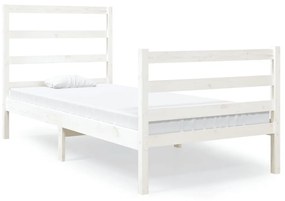 3103674 vidaXL Cadru de pat mic single, alb, 75x190 cm, lemn masiv de pin