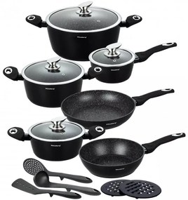 Set oale si tigai Klausberg KB 7322, 15 piese, Termocuplu, Orificiu de turnare, Inductie, Negru