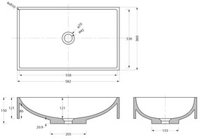 Sapho - Lavoar pentru montare pe blat 58x36 cm, finisaj beton/bej
