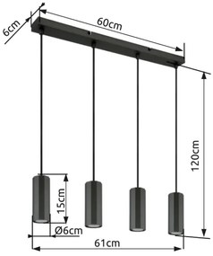 Lustră pe cablu Globo 57918-4H JAMES 4xGU10/25W/230V