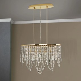 Lustra ovala din alama si cristale SchÃ¶ler Kristalldesign 60x25cm, 24K gold