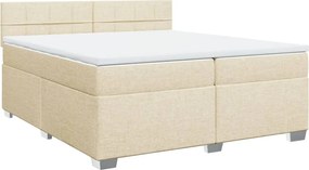 vidaXL Pat box spring cu saltea, crem, 200x200 cm, textil