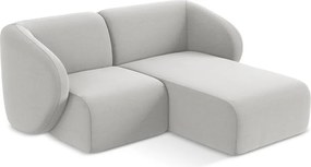 Colțar gri deschis cu tapițerie din catifea (cu colț pe partea dreaptă/cu șezlong) Lani – Makamii