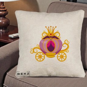 Perna Decorativa Trasura Regala Aurie, 40x40 cm, Bej Canapea, Husa Detasabila, Perna Inclusa, BEKZ®