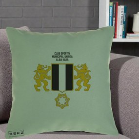 Perna Personalizata CSM Unirea Alba Iulia Fotbal, 40x40 cm, Verde, Husa Detasabila, Perna Inclusa, BEKZ®